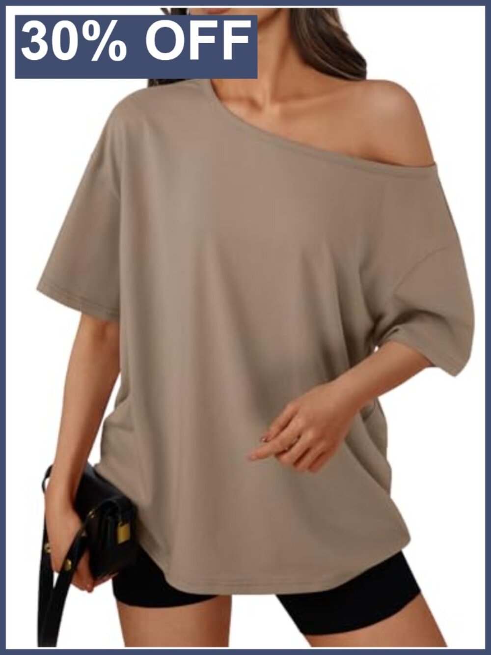 Oversized Off Shoulder T-Shirt 60% Polyester 35% Rayon 5% Spandex Summer